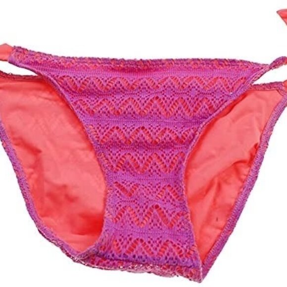 Women’s Side-Tie Crochet Hipster Bikini Bottom Lilac Pink Small - Picture 1 of 3